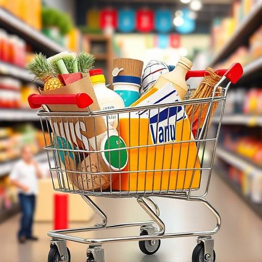 Un carrito de compras lleno, representando los gastos en compras diversas.